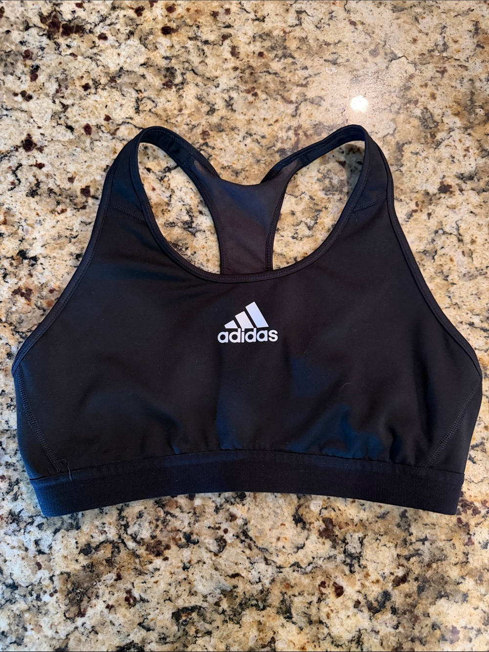 adidas Black Racerback Performance Sports Bra with Logo